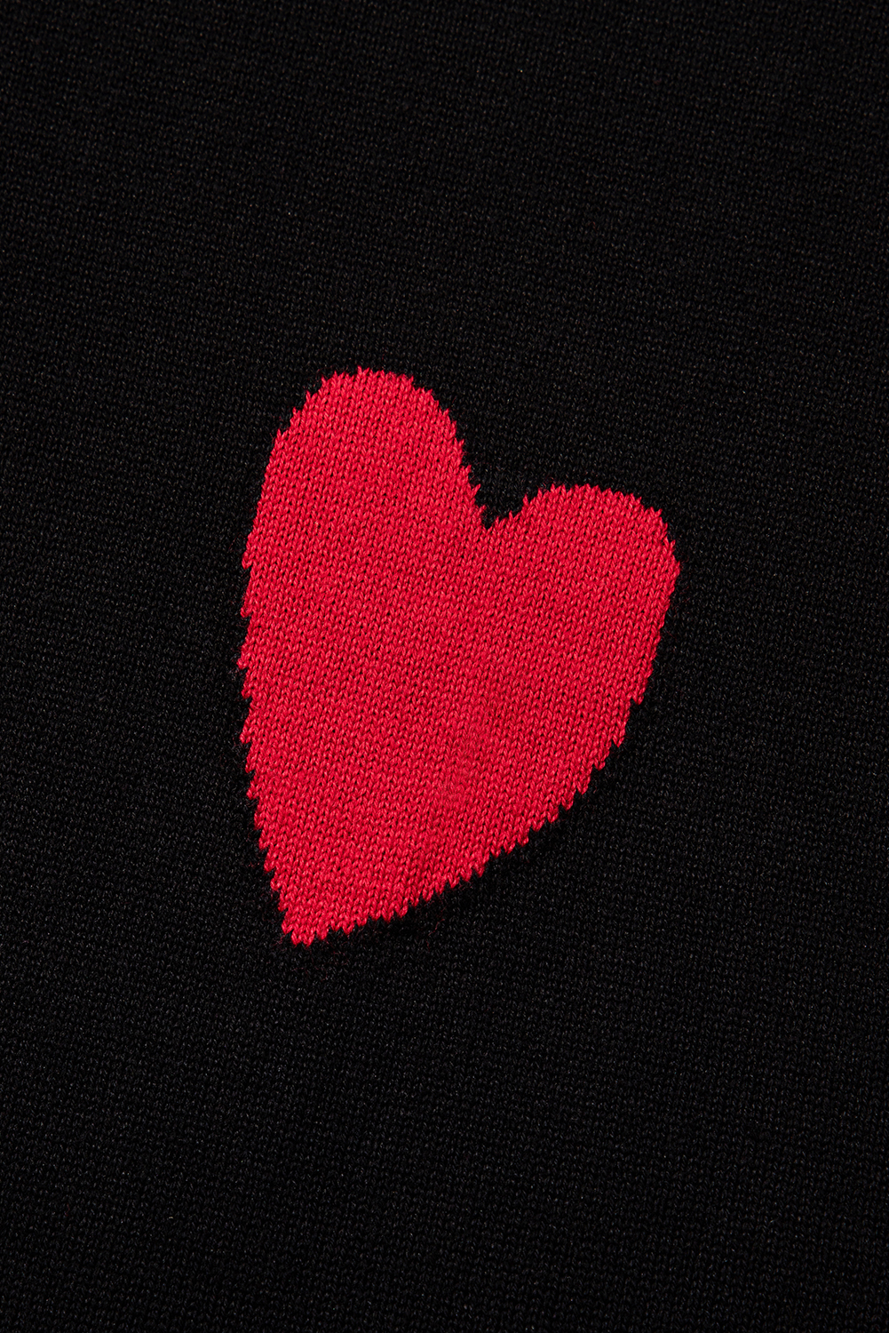 Black white Heart Print Contrast Trim Drop Shoulder Sweater - loveforevers