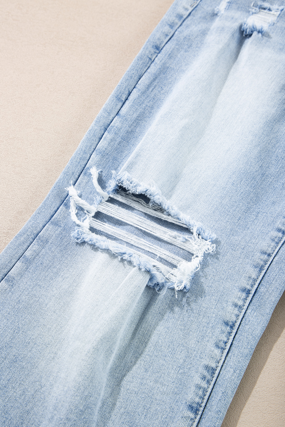 Beau Blue Light Wash Distressed Straight Jeans - loveforevers