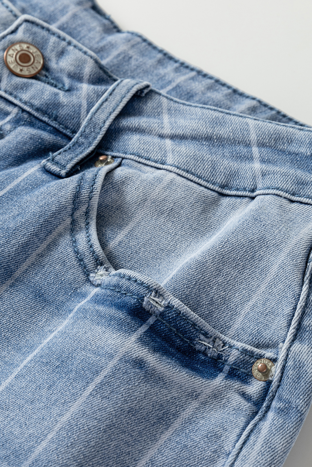 Beau Blue Multi Buttons Pinstripe Wide Leg Jeans - loveforevers