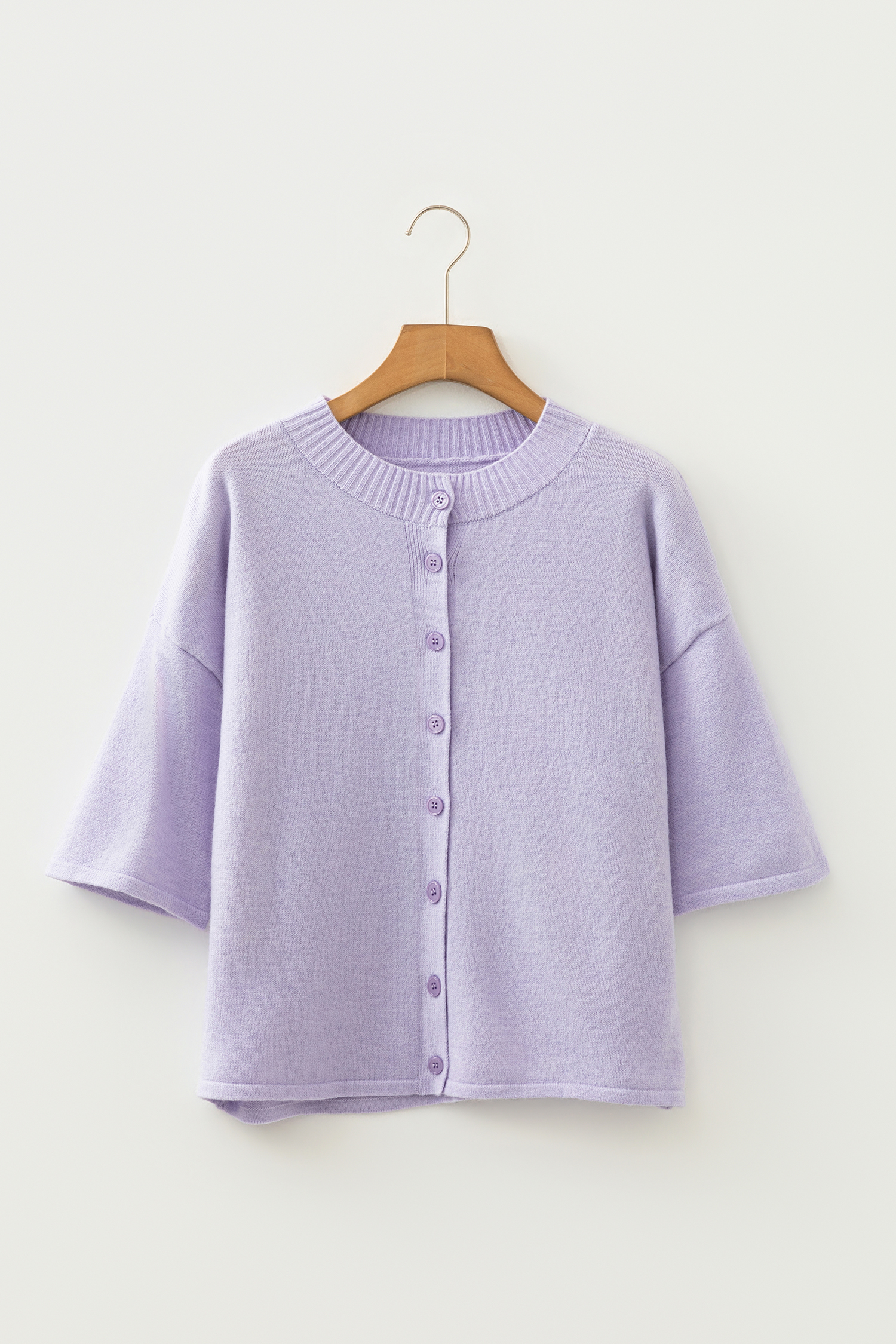 Lavendula 3/4 Sleeve Boxy Knit Button Down Sweater Cardigan - loveforevers