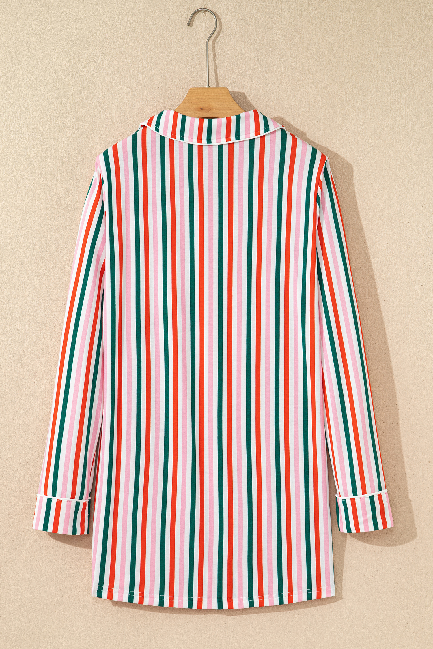 Pink Stripe Christmas Long Sleeve Shirt Style Lounge Dress - loveforevers