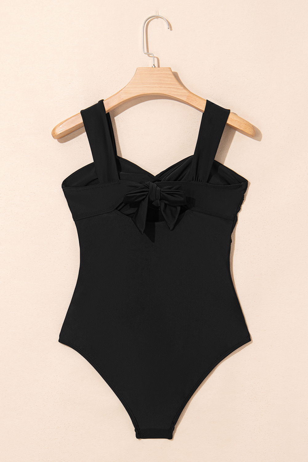 Black Cut out Twist Bowknot Backless One Piece Swimsuit - loveforevers