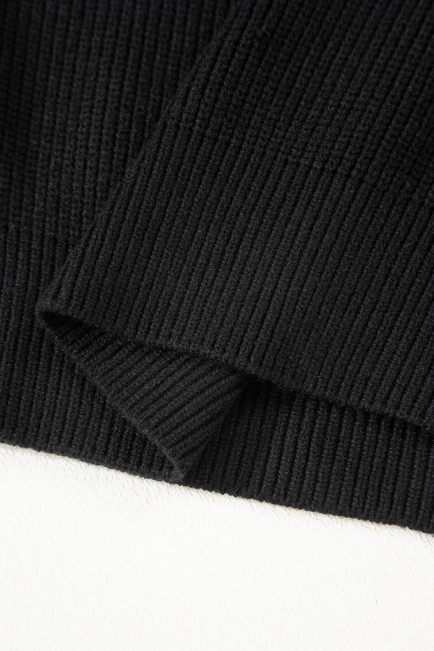 Black Ribbed Knit Ribbon Knot Backless Drop Shoulder Sweater - loveforevers