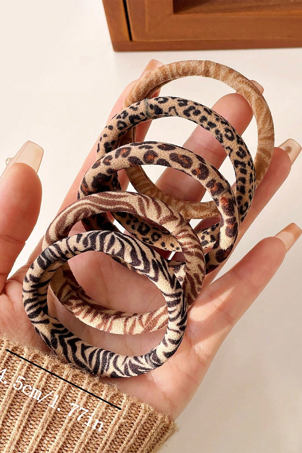 Light French Beige 5Pcs/Set Animal Pattern High Elastic Hair Tie - loveforevers