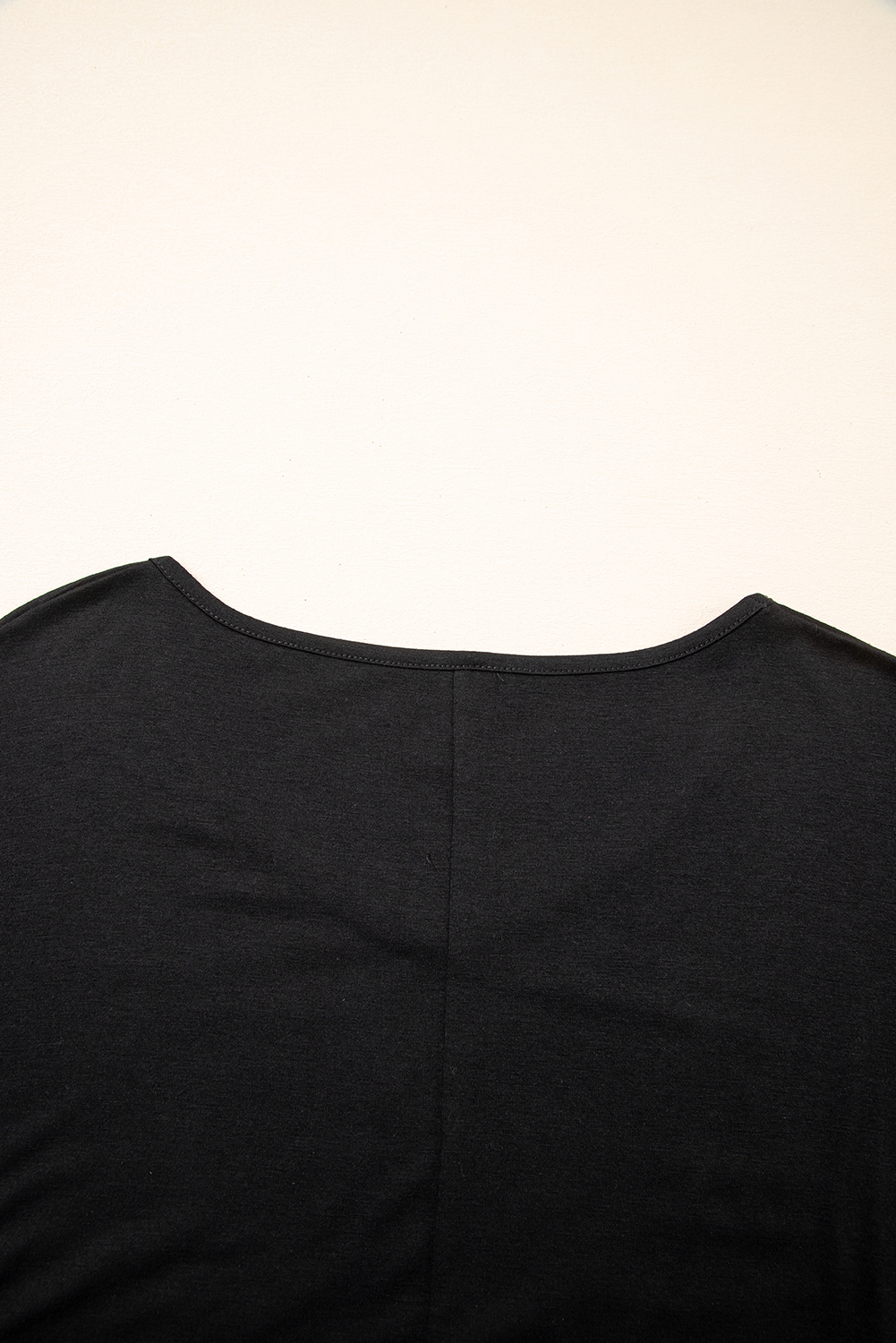 Sail Blue Solid Colour V-Neck Double Layer Sleeve Loose T-Shirt - loveforevers