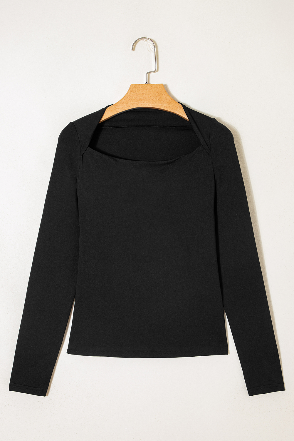 Black Crisscross Boat Neck Long Sleeve Slim Top - loveforevers