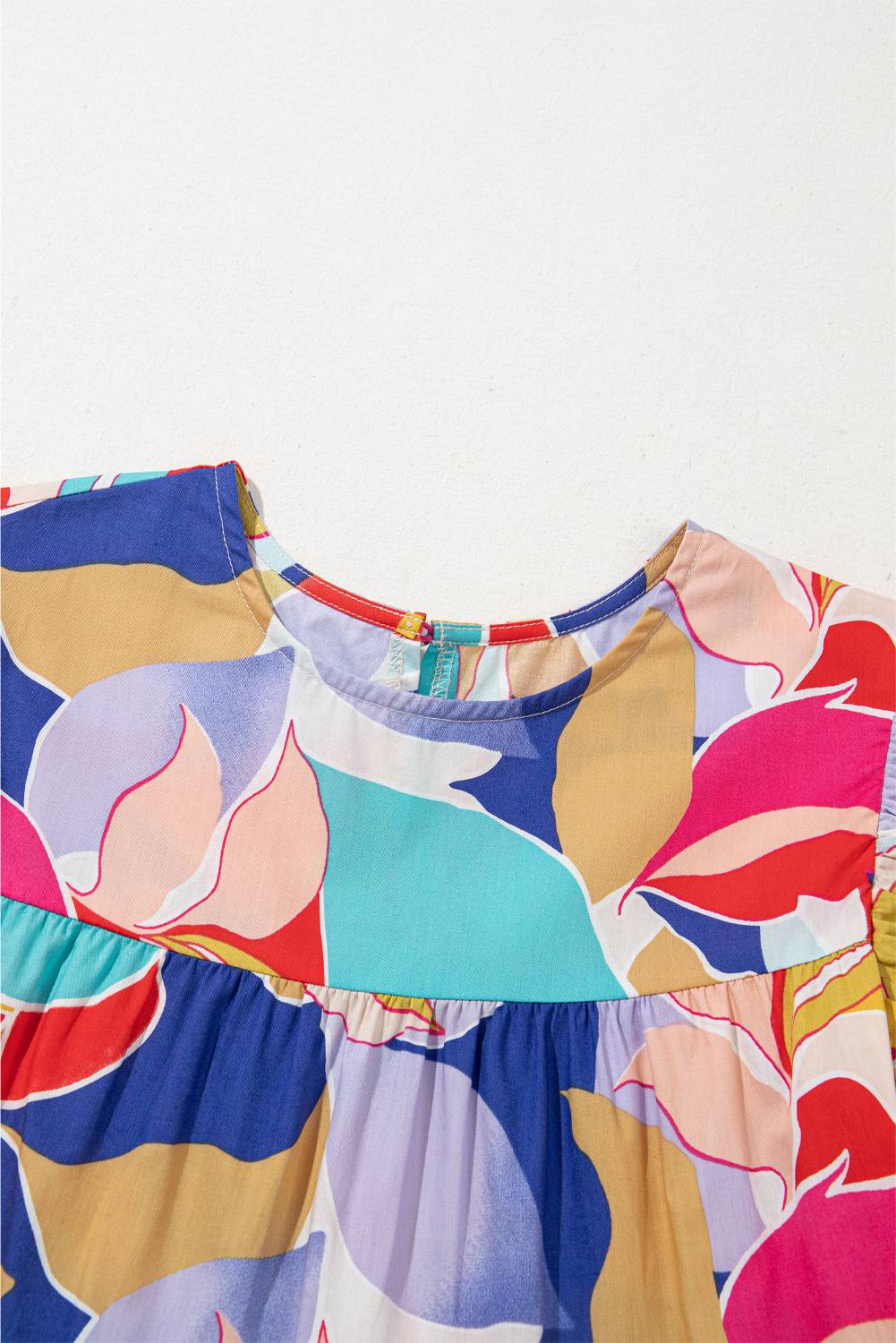 Pink Abstract Printed Ruffled Flutter Sleeve Tiered Mini Dress - loveforevers