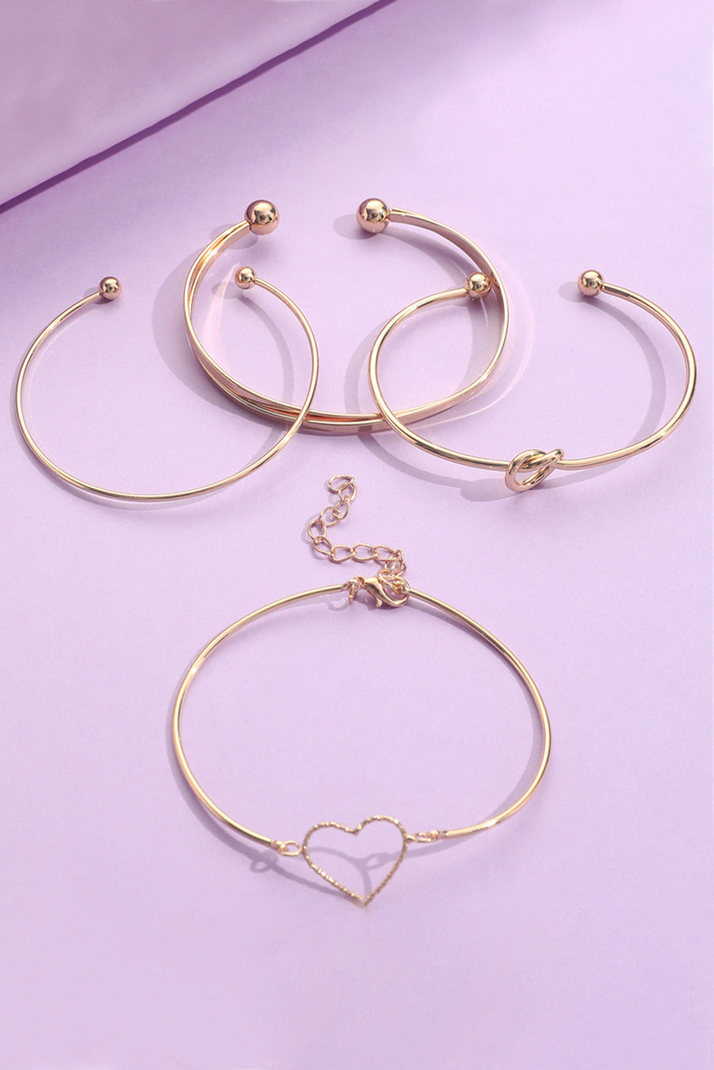 Gold Love Geometric Cross Plated Bracelet 4-piece Set - loveforevers