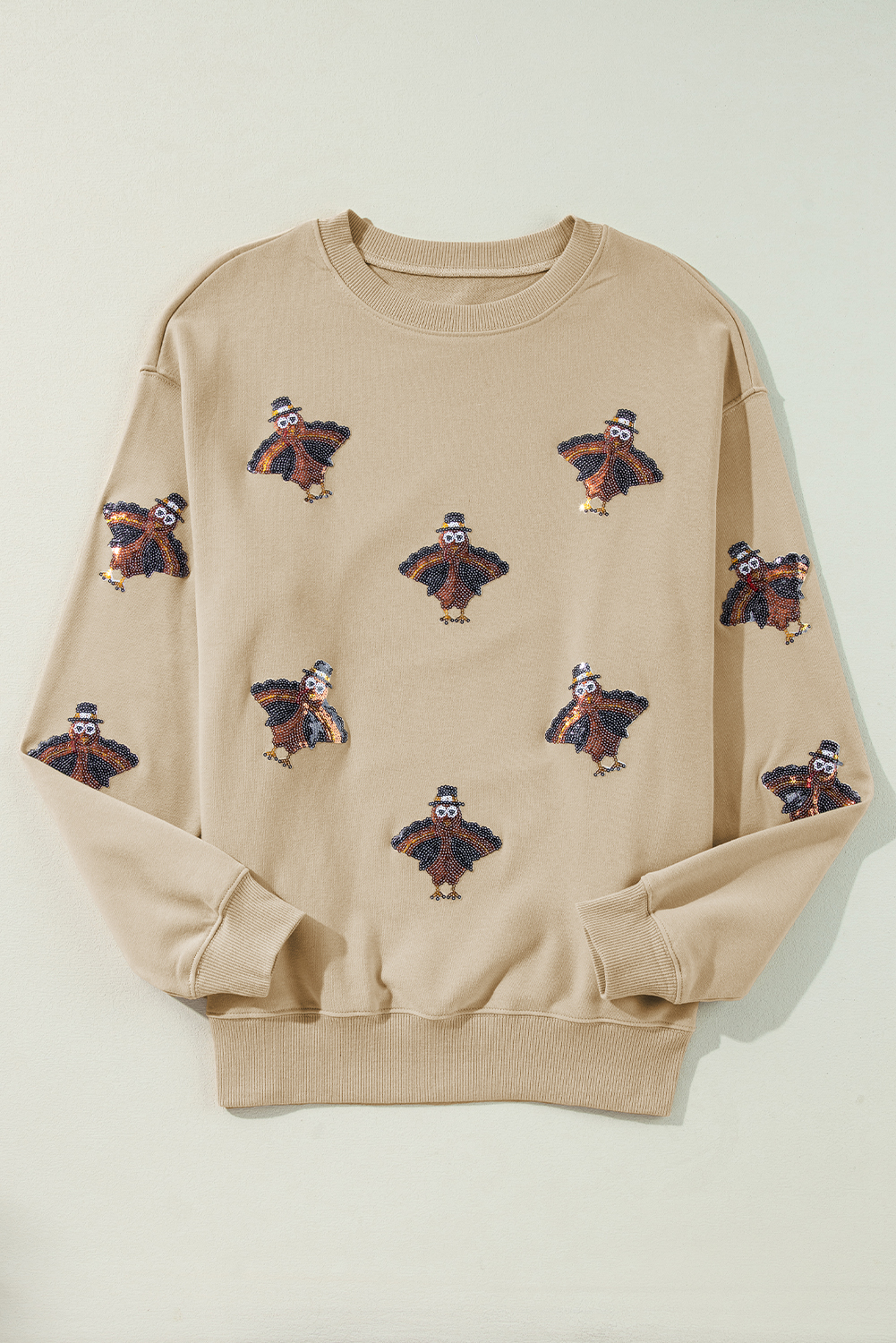 Parchment Shimmering Turkey Pattern Thanksgiving Holiday Sweatshirt - loveforevers
