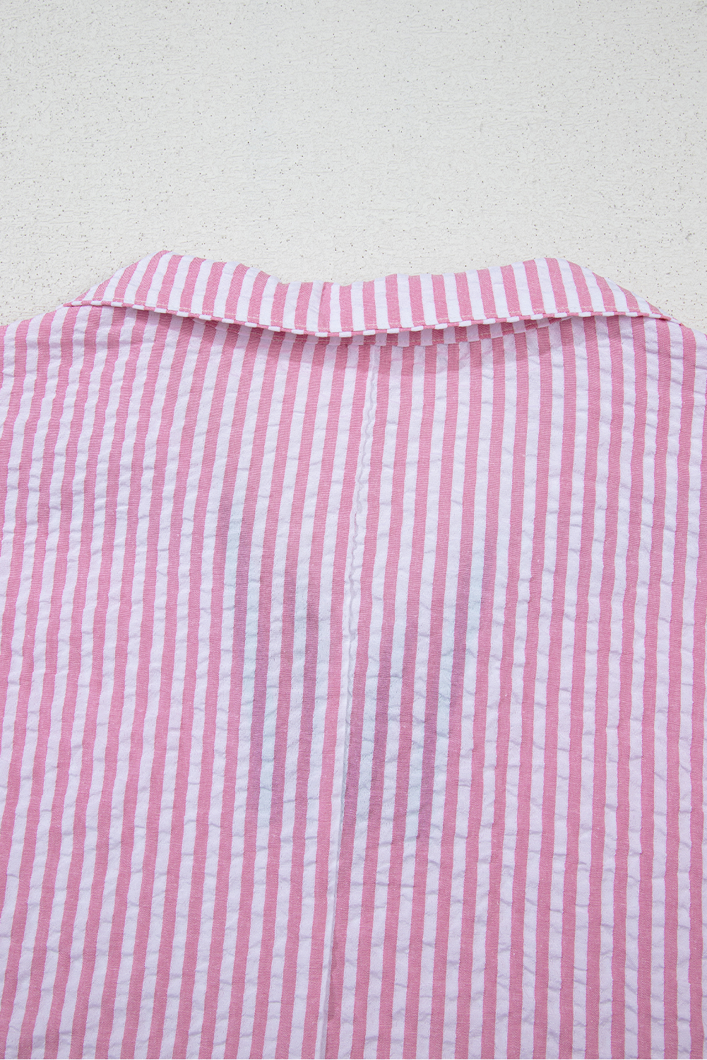 Sachet Pink Striped Print Contrast Split Neck Dolman Sleeve Blouse - loveforevers