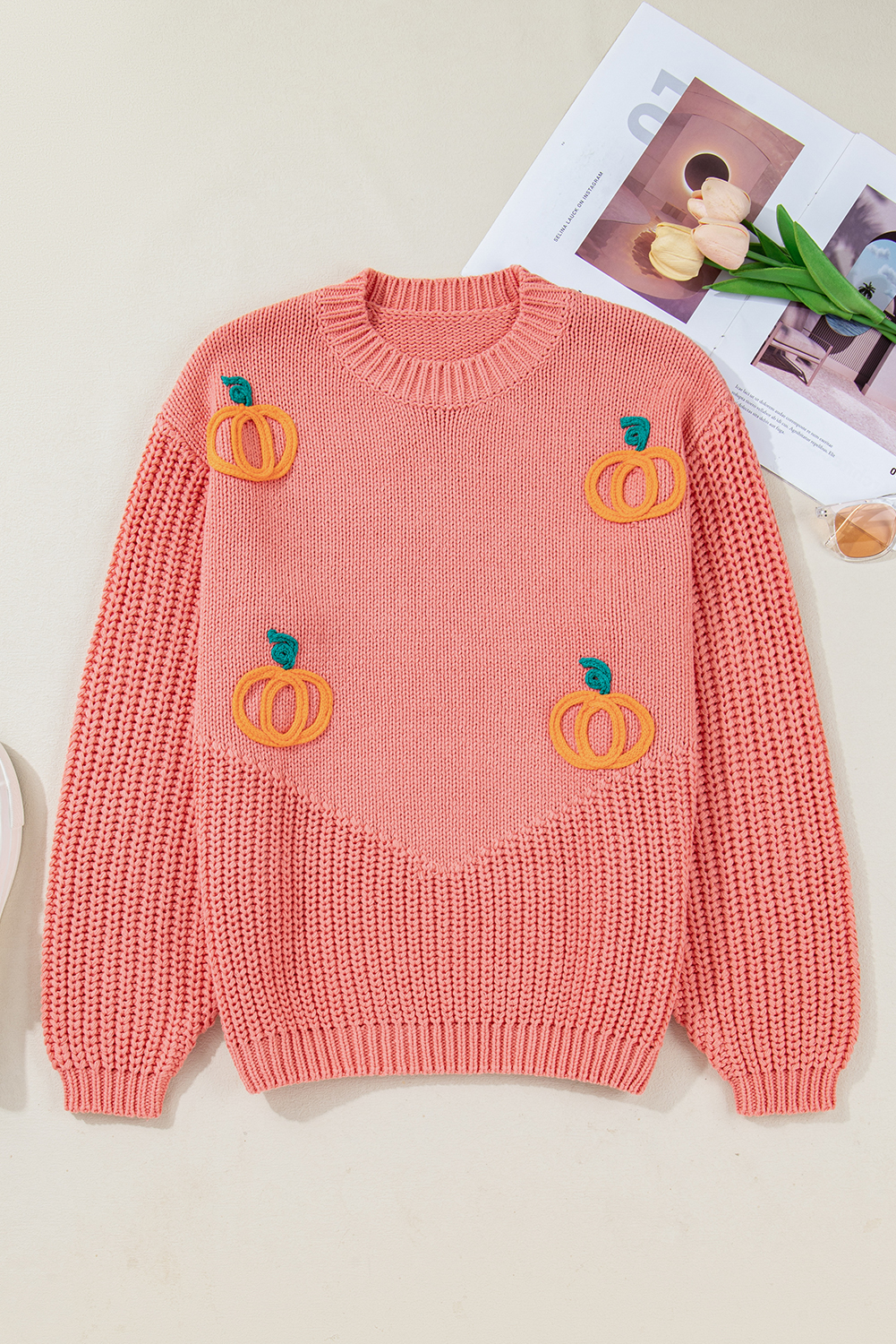 Blossom Pumpkin Embroidered Thanksgiving Holiday Sweater - loveforevers