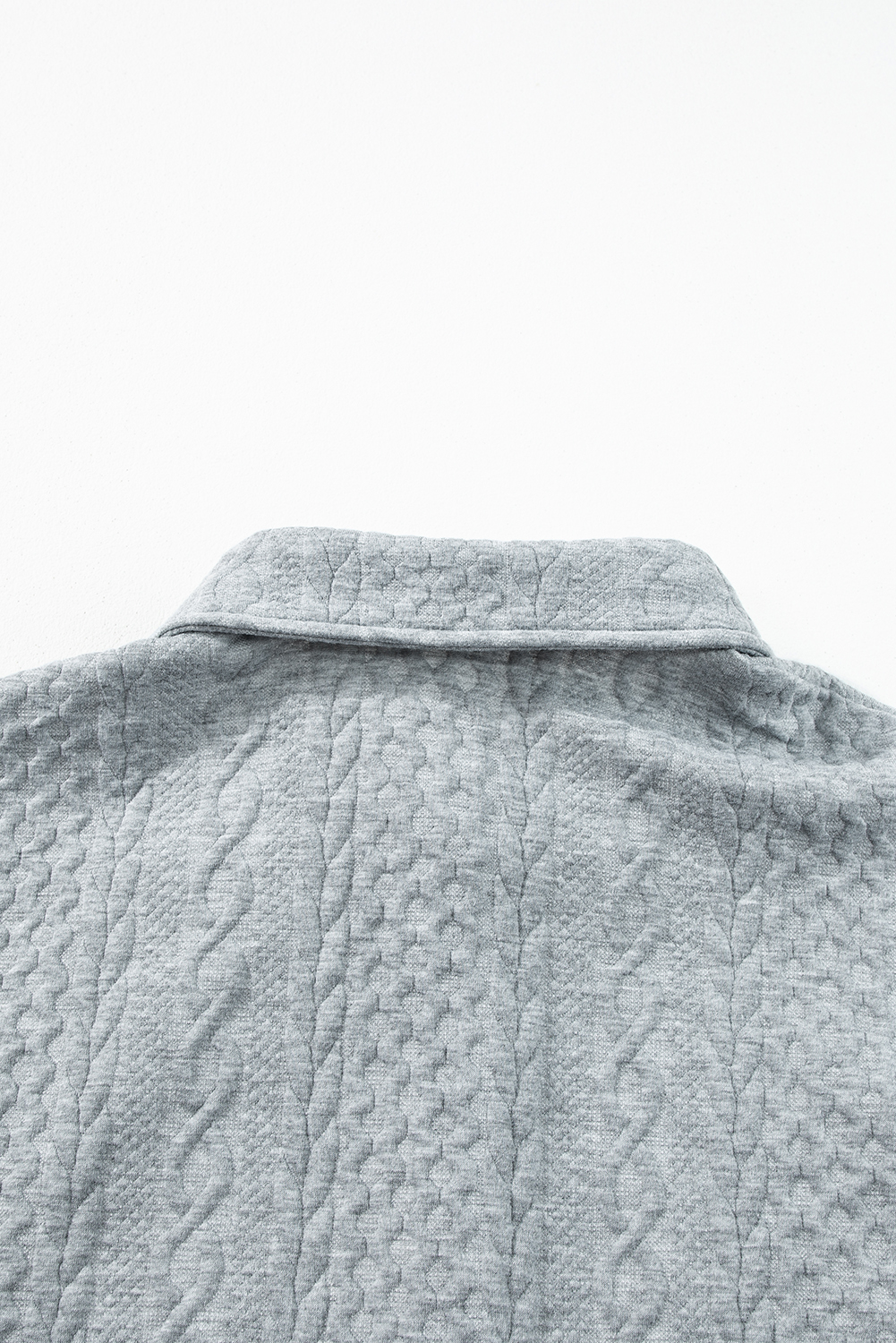 Sepia Rose Cable Texture Puff Sleeve Loose Shacket - loveforevers