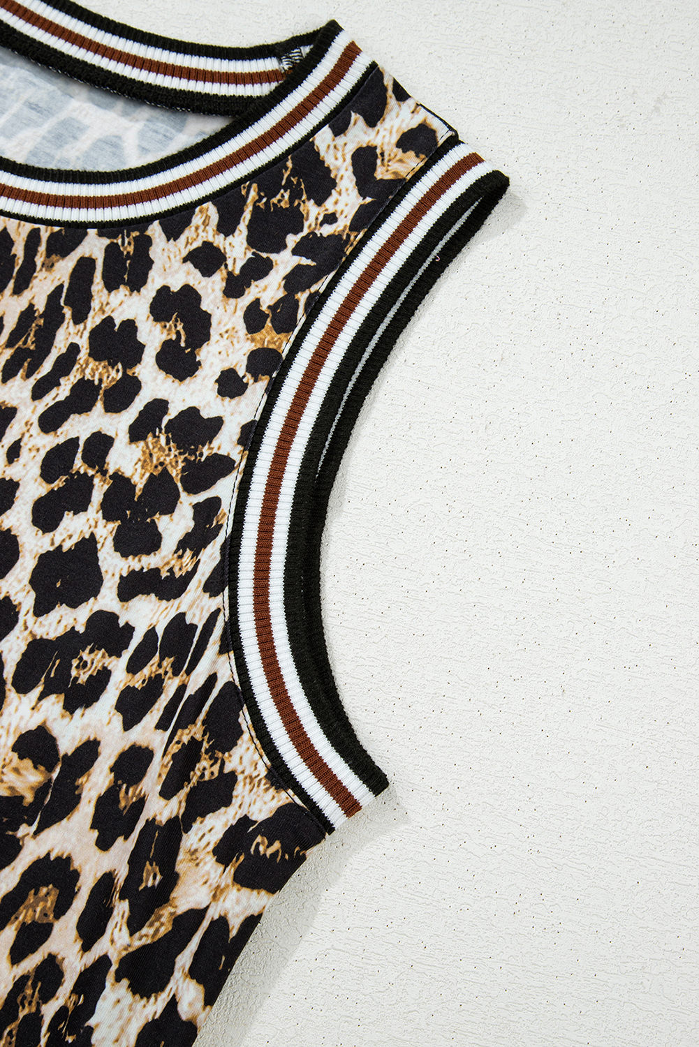 Black Contrast Striped Trim Leopard Sleeveless Maxi Dress - loveforevers