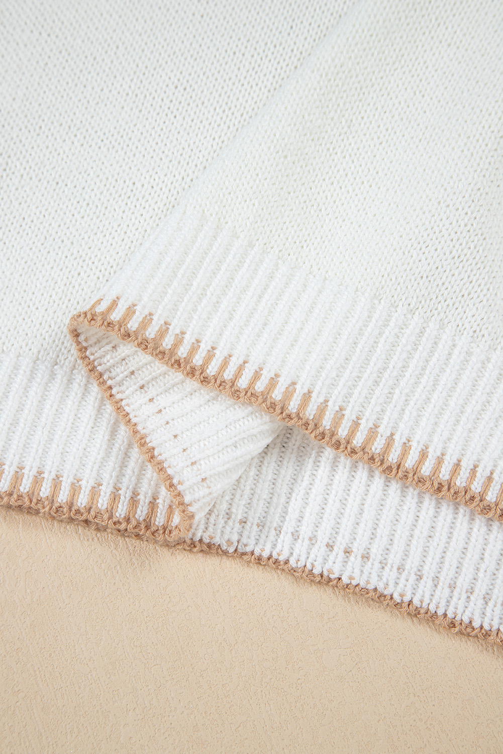 White Knitted YEEHAW Stitch Edge Crew Neck Sweater T Shirt - loveforevers