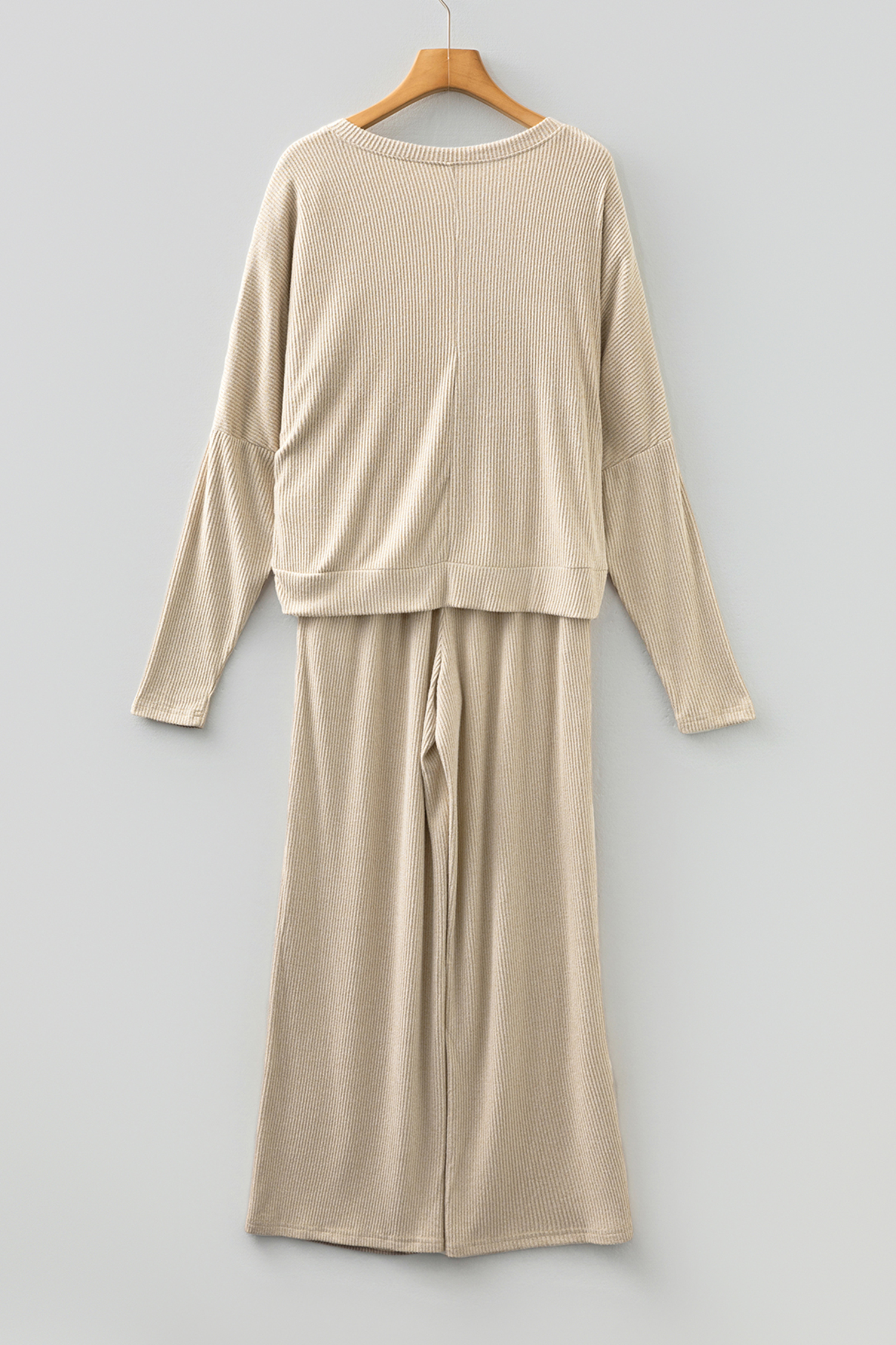 Jet Stream 3D Ribbed V Neck Pullover Drawstring Pants 2 Piece Lounge Set - loveforevers