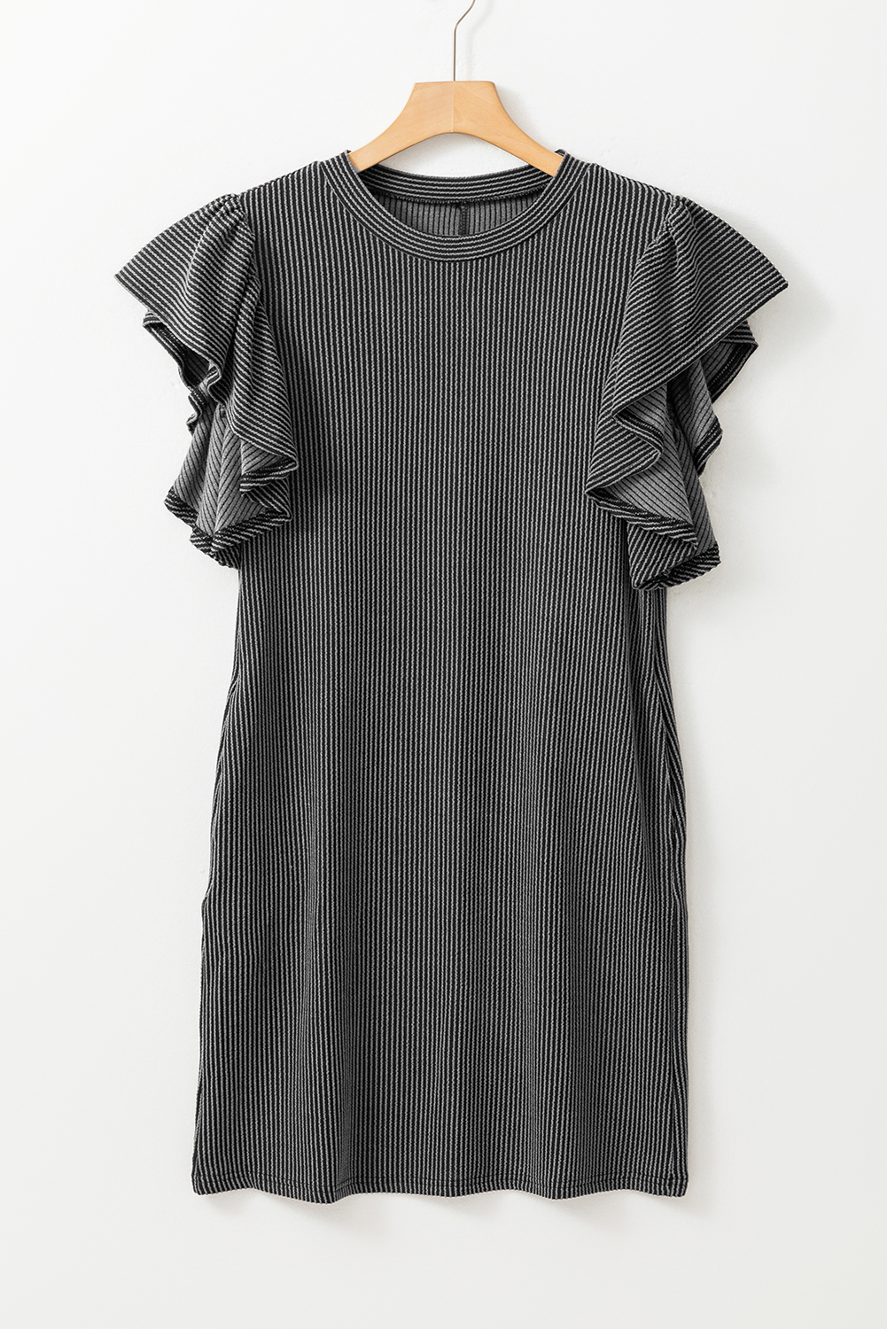 Bright Pink Striped Ribbed Knit T-shirt Shift Dress - loveforevers