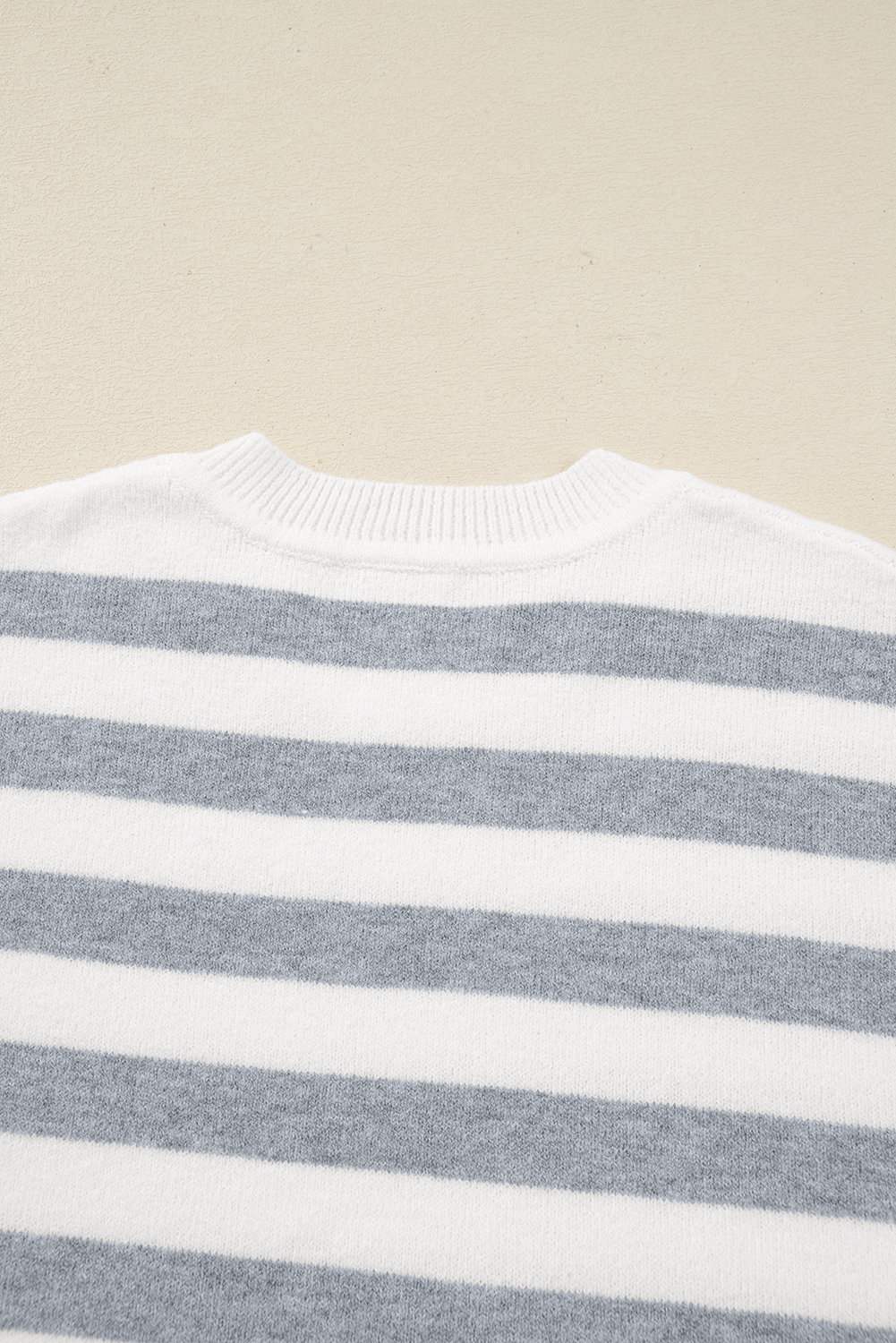 Gray Stripe Ribbed Buttoned Detail Drop Shoulder Tunic Sweater - loveforevers