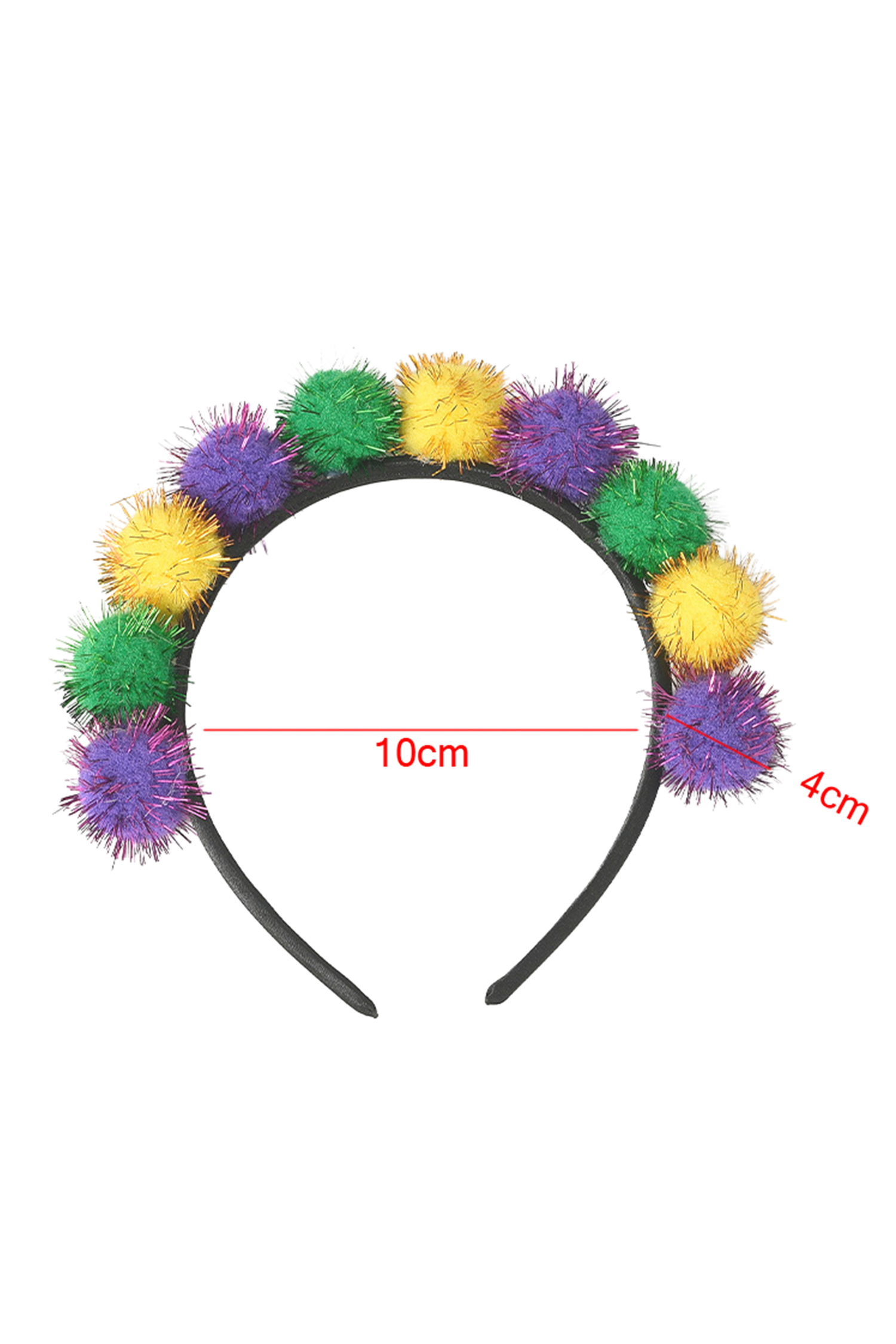Tillandsia Purple Tinsel Pompom Mardi Gras Plastic Headband - loveforevers