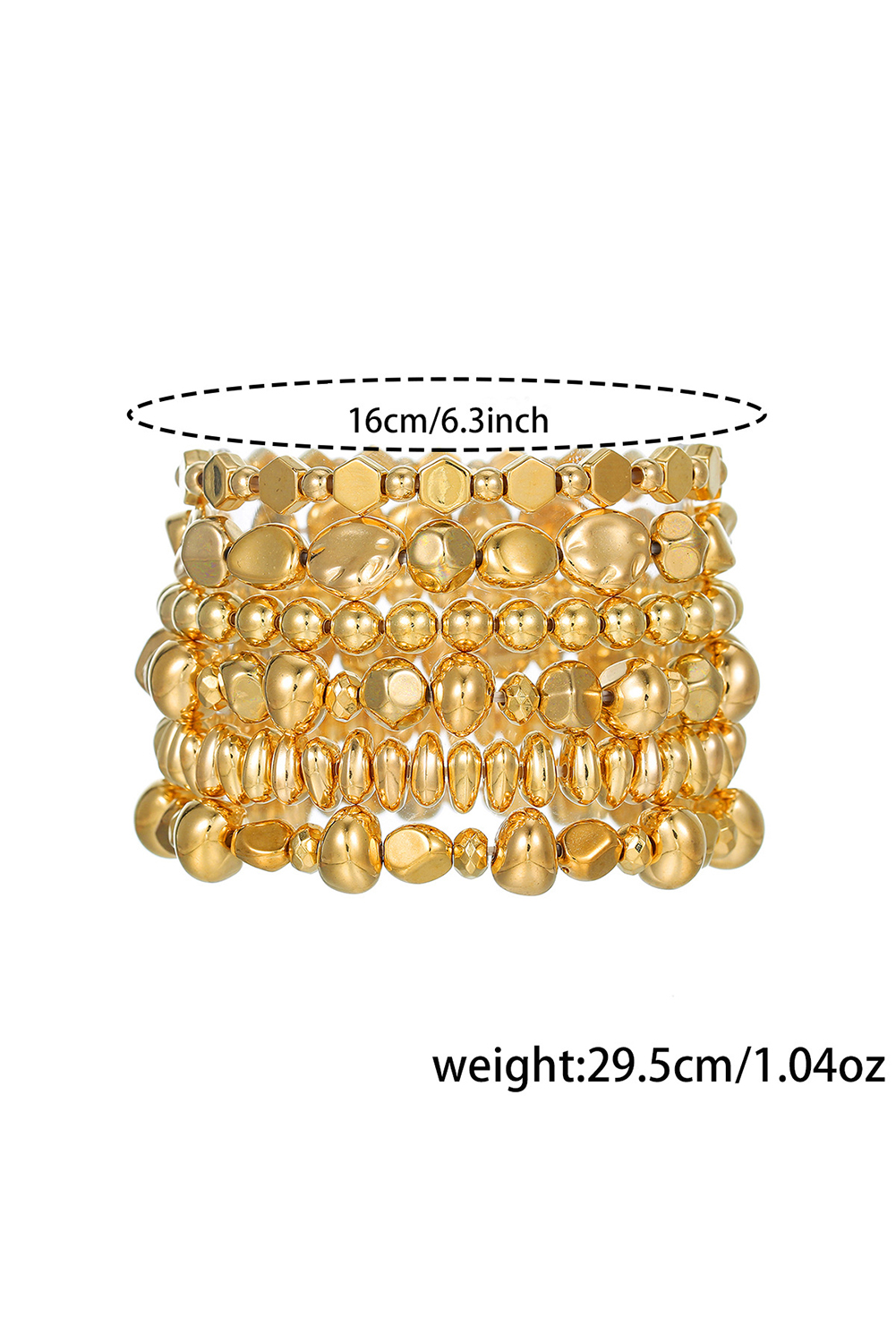 Gold Alloy Plated 6pcs Irregular Beading Bracelet - loveforevers
