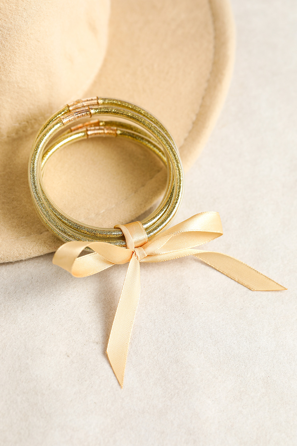 Green 5pcs Glitter Jelly Bow Knot Ribbon Bracelet Set - loveforevers