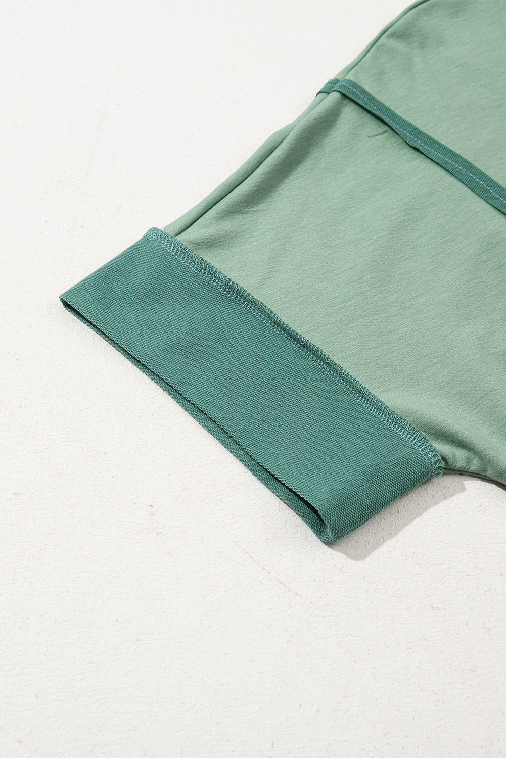 Smoke Green Half Sleeve Raw Seam High Low Side Split Top - loveforevers
