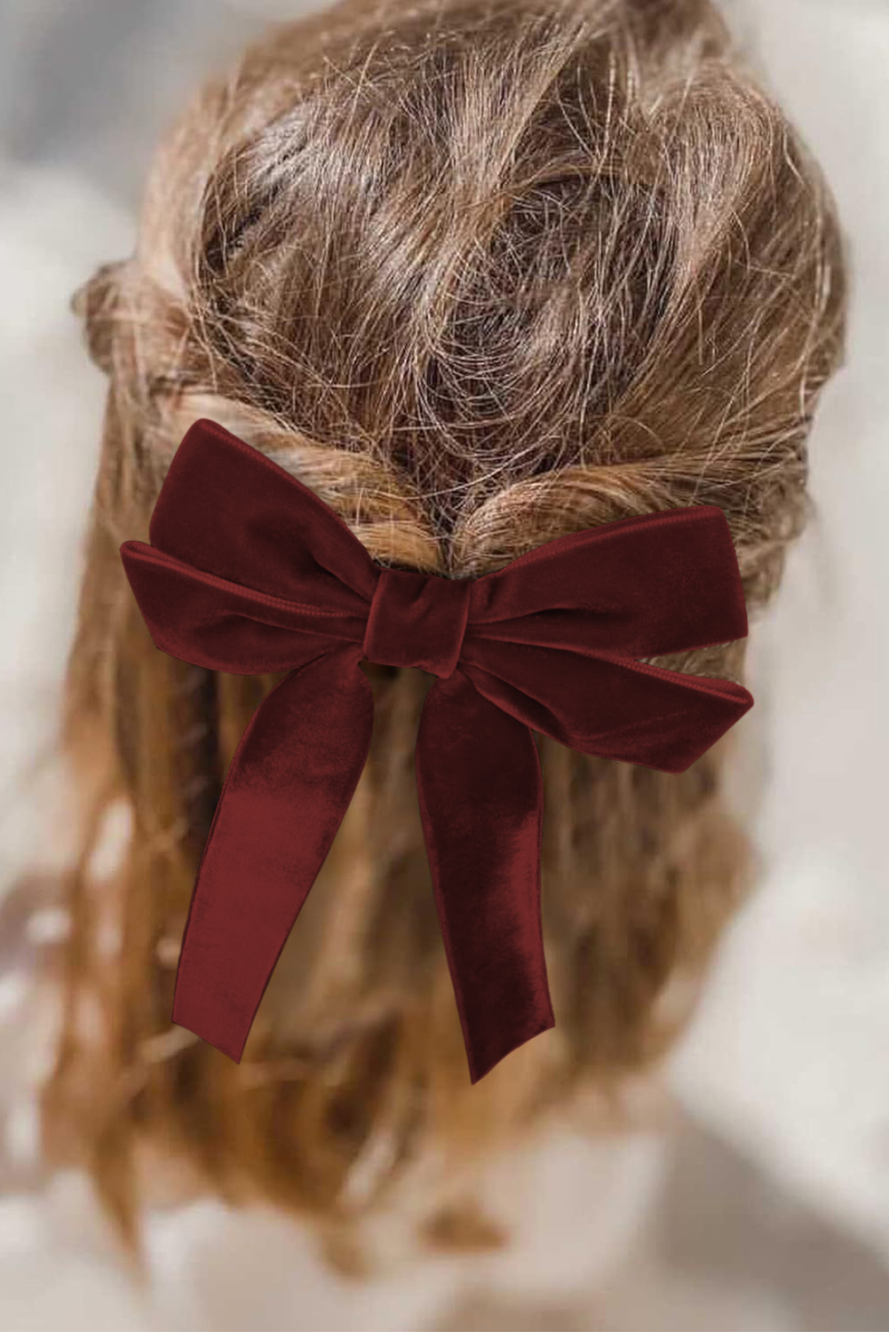 Red Sandalwood Velvet Bowknot Frenchy Girl Fashion Hair Clip - loveforevers