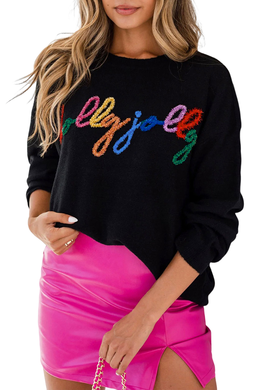 White Merry & Bright Round Neck Casual Sweater - loveforevers