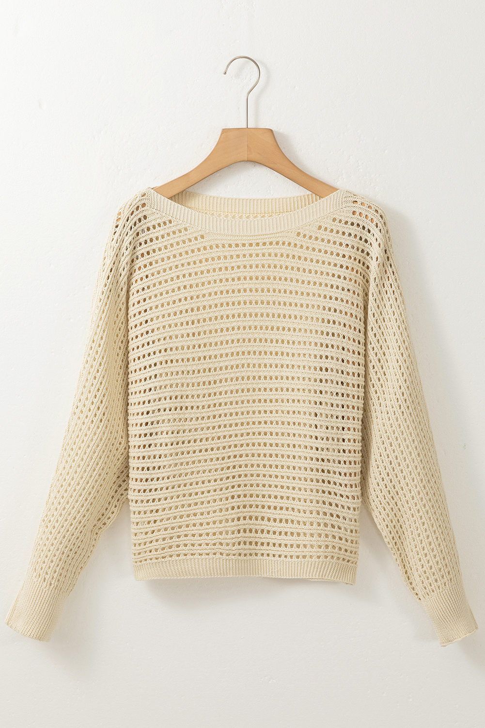 Apricot Open Knit Bracelet Sleeve Sweater - loveforevers