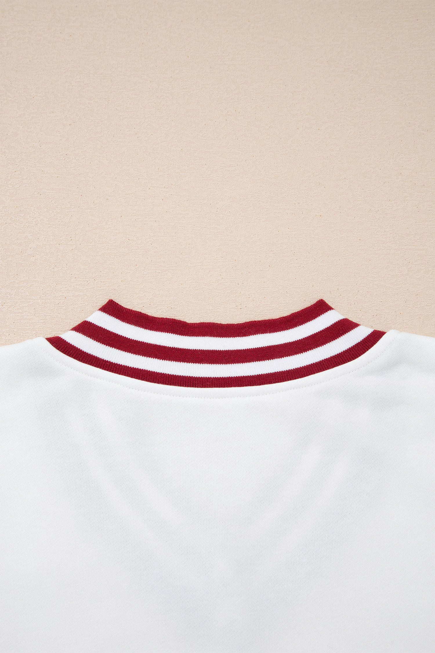 Red Dahlia Chenille Letter A Graphic Varsity Striped V Neck Puff Sleeve Sweatshirt - loveforevers