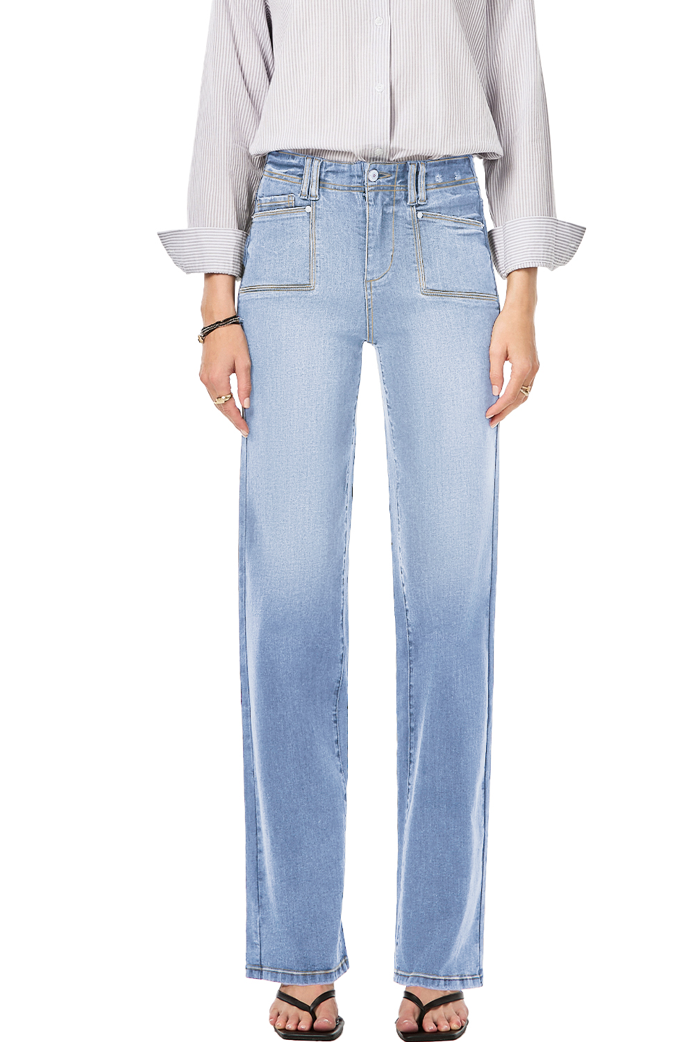 Beau Blue Loose Straight Leg Cropped High Waist Jeans - loveforevers