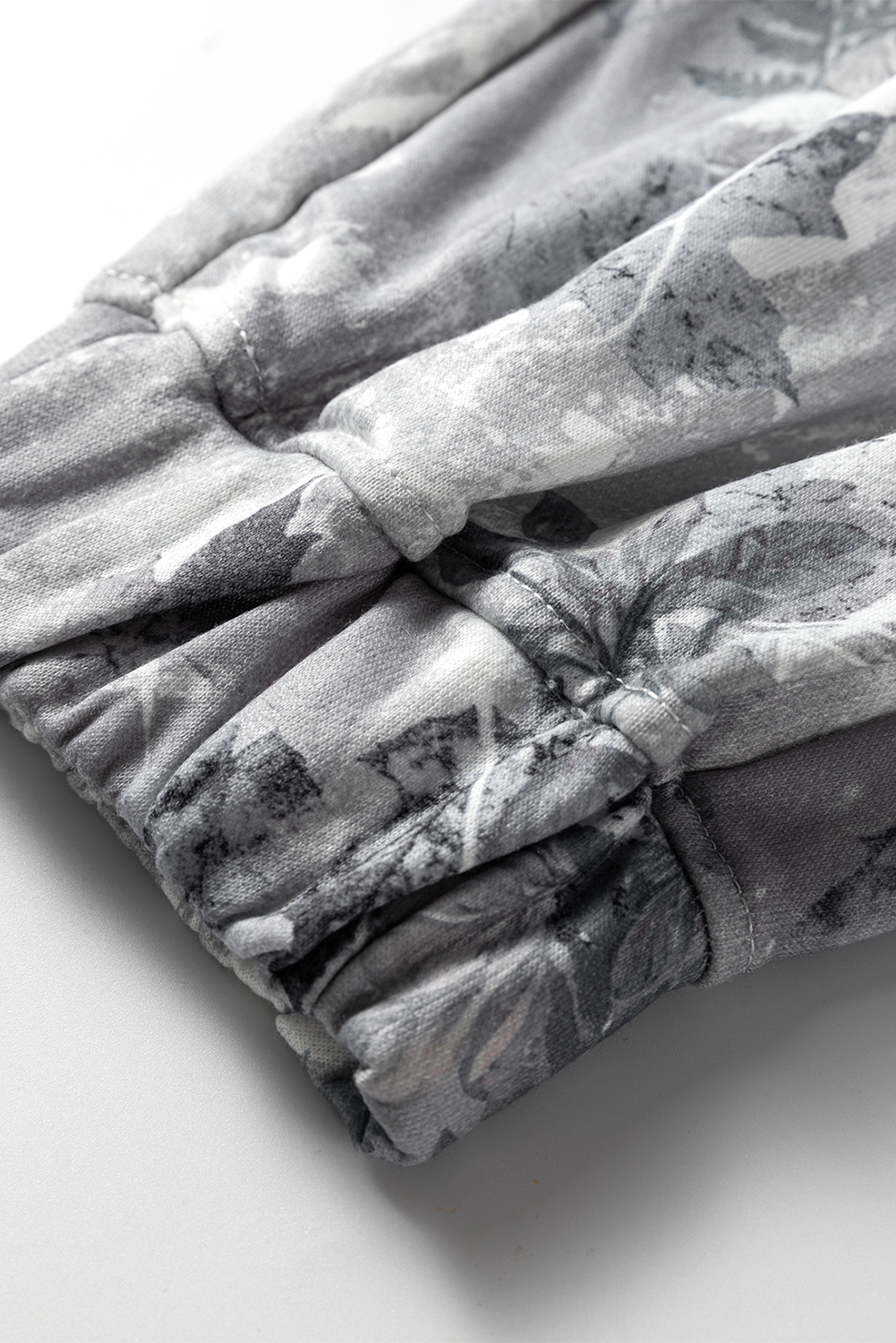 Gray Camo Print Cozy Drawstring Elastic Waist Jogger Pants - loveforevers