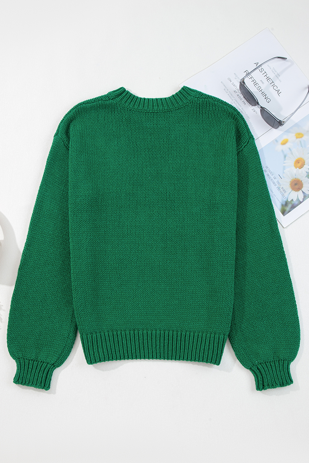 Evergreen Plaid Bow Graphic Christmas Sweater - loveforevers