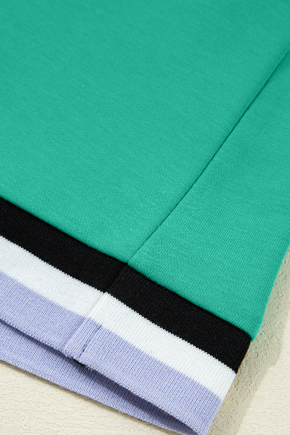 Mint Green Varsity Contrast Striped V Neck Long Sleeve T Shirt Dress with Pockets - loveforevers