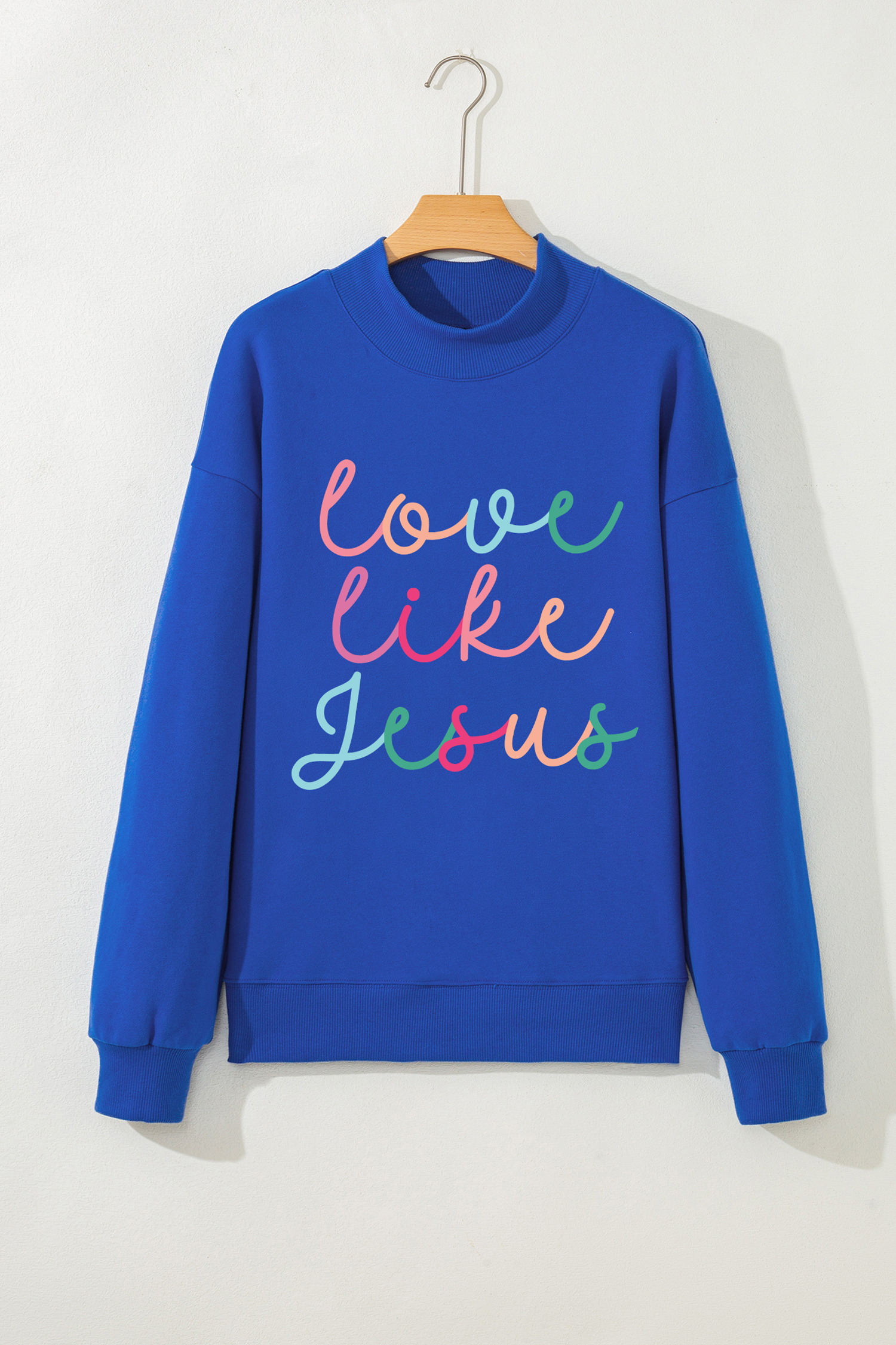 Dark Blue Love Like Jesus Mock Neck Sweatshirt - loveforevers