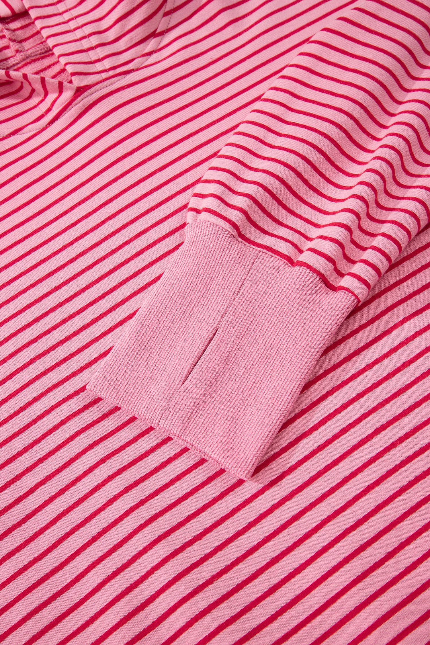Purple Stripe Thumbhole Side Slits Drop Shoulder Loose Fit Hoodie - loveforevers