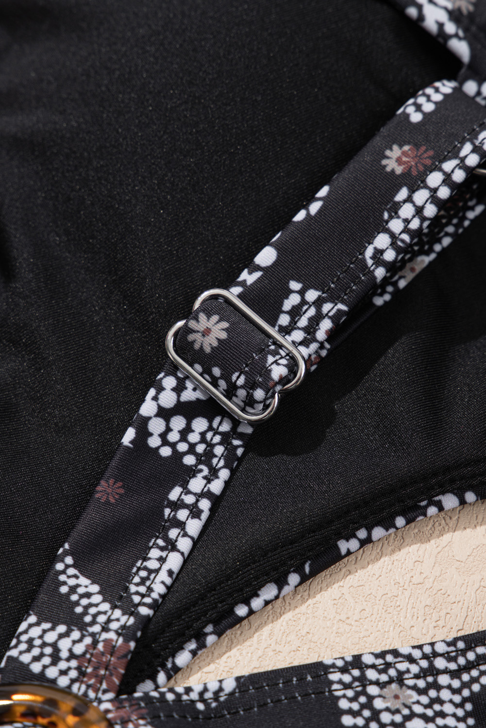 Black Abstract Printed Buckle Crossed Straps Skirted Tankini 2pcs Swimsuit - loveforevers