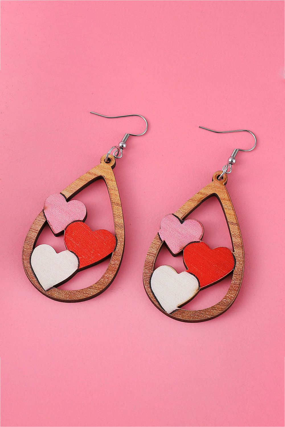 Red Valentines Day Heart Shape Tiered Dangle Earring - loveforevers