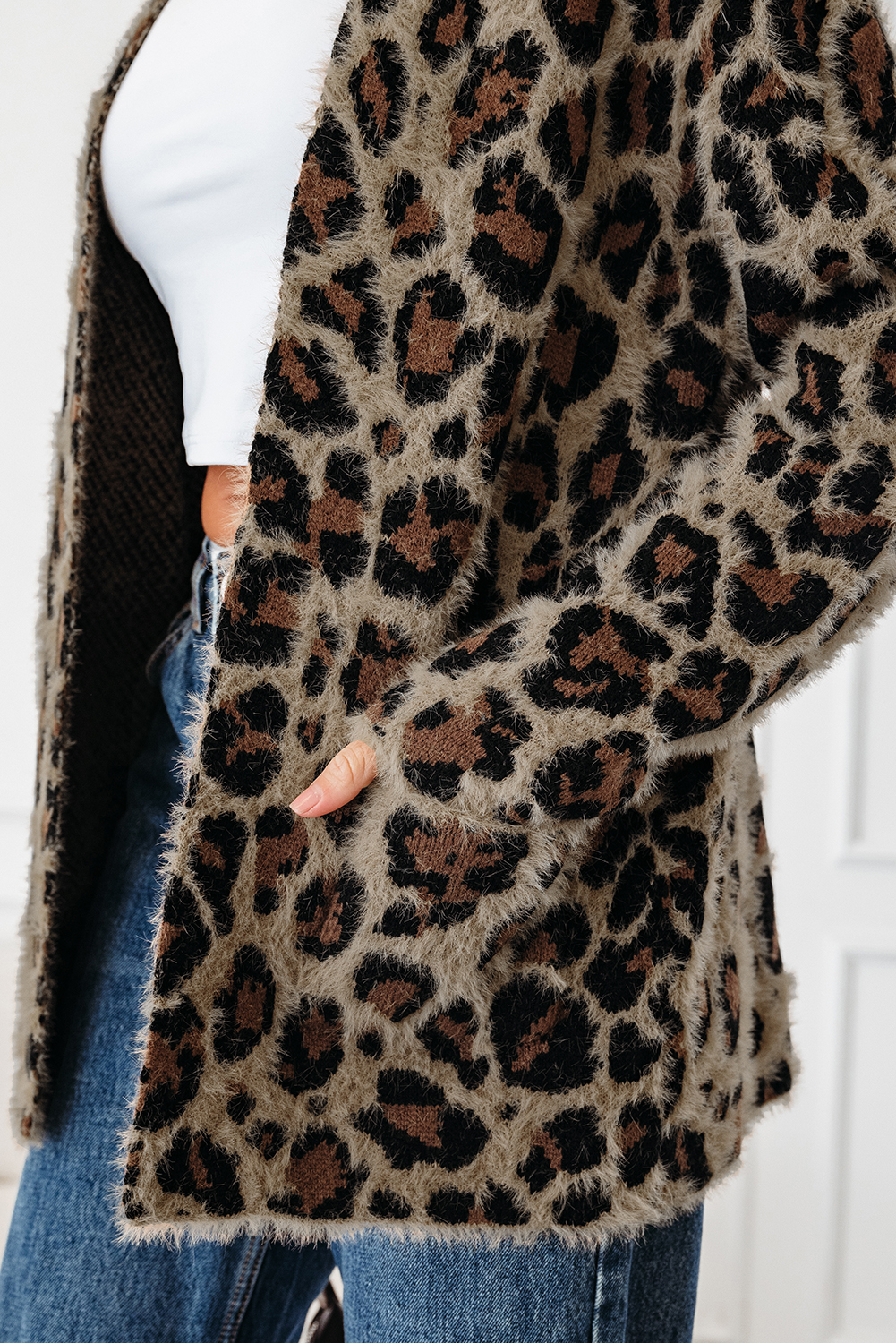 Brown Leopard Open Casual Cardigan - loveforevers
