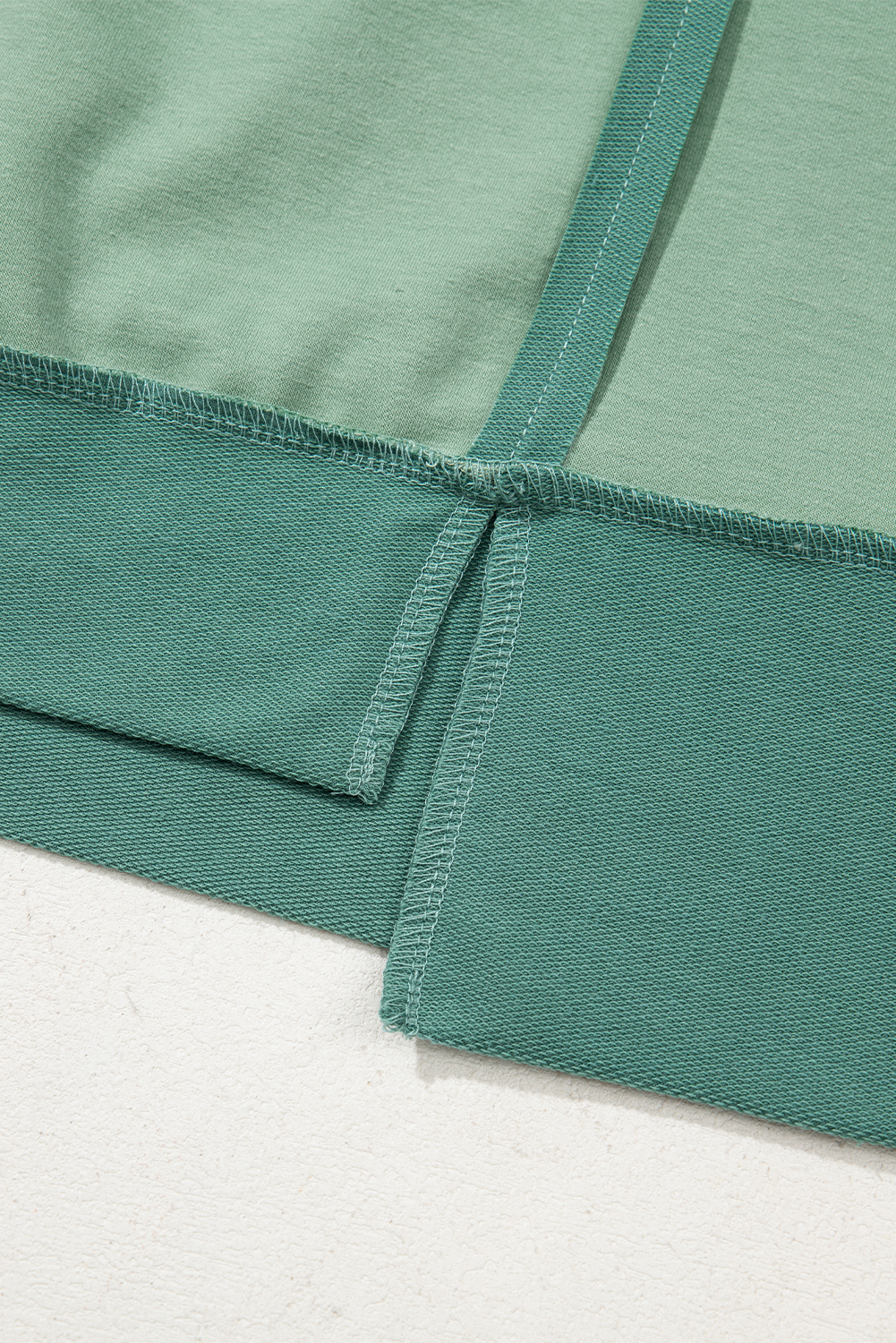 Smoke Green Half Sleeve Raw Seam High Low Side Split Top - loveforevers