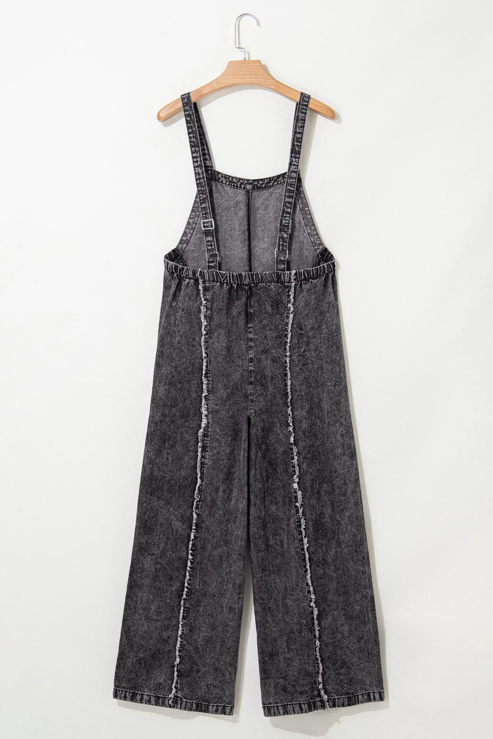 Beau Blue Light Wash Frayed Exposed Seam Wide Leg Denim Overall - loveforevers