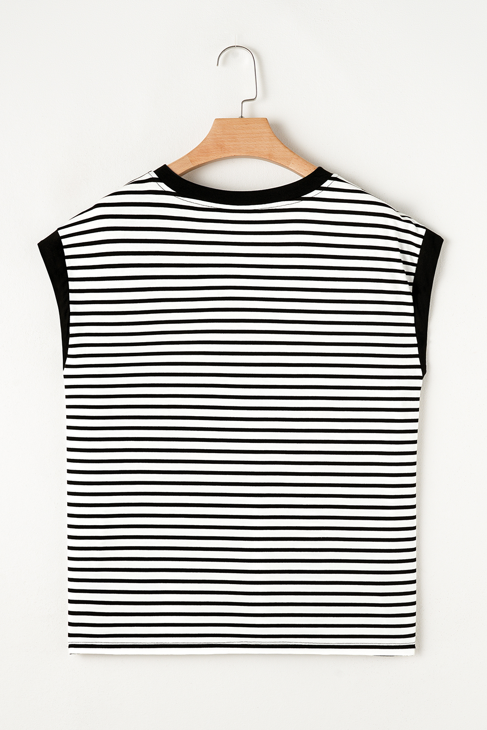 Red Stripe Chest Pocket Patch Round Neck Tank Top - loveforevers