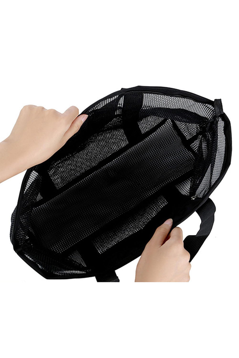 Black Multi-pocket Large Mesh Tote Bag - loveforevers