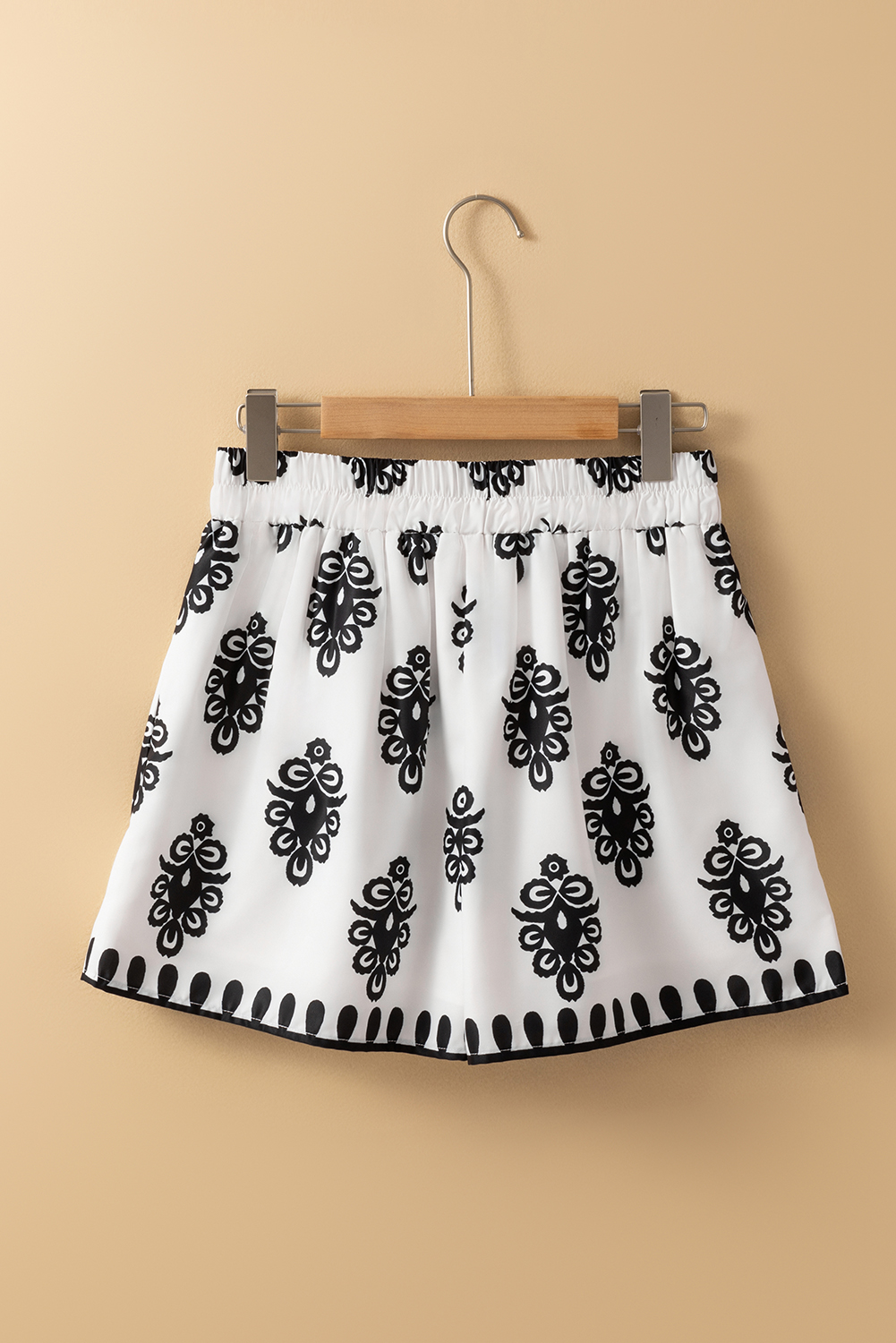 Beige Geometric Printed Sleeveless Hollowed Bowknot Back Mini Dress - loveforevers