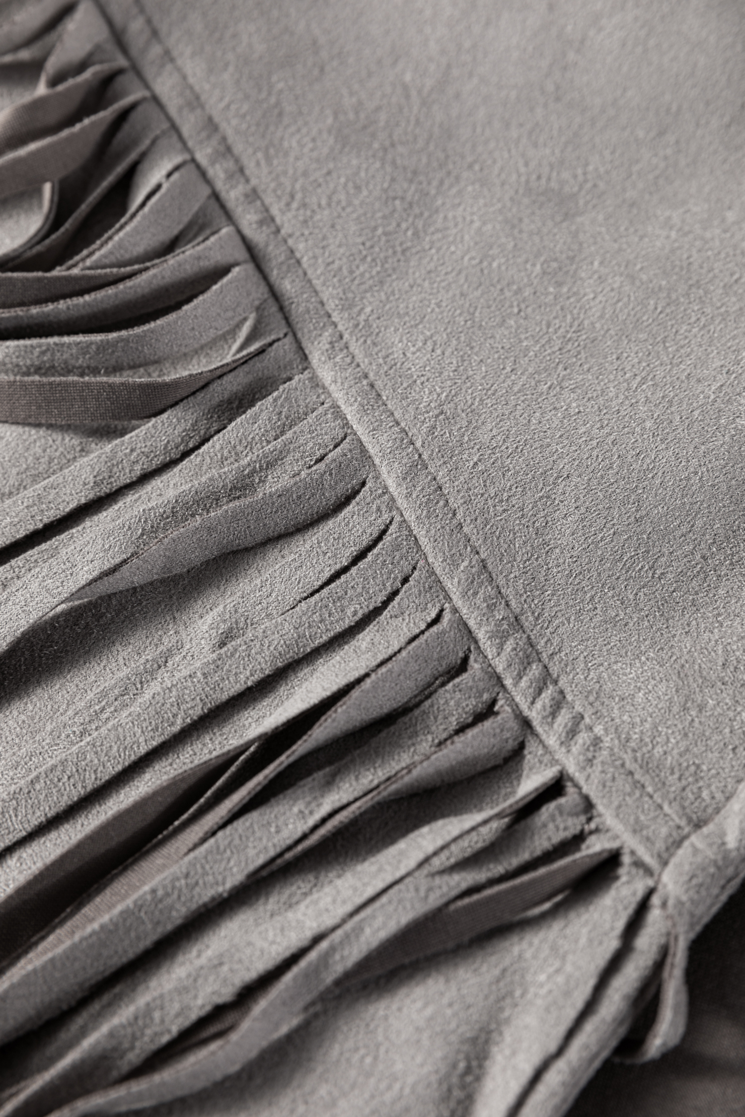 Gray Cropped Fringe Faux Suede Jacket - loveforevers