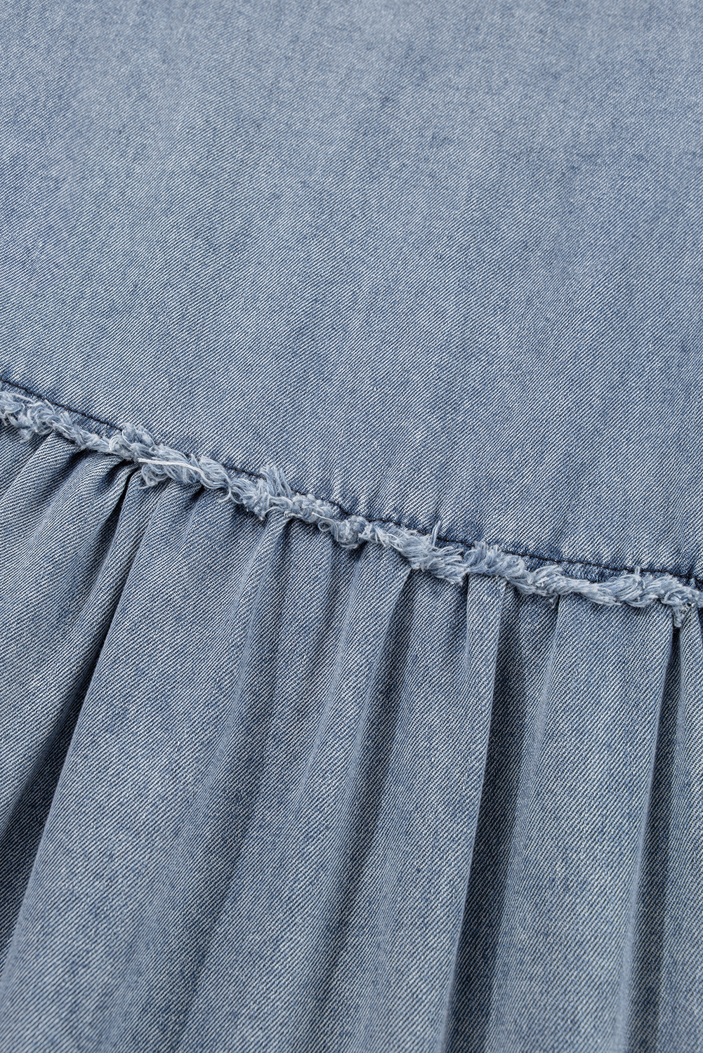 Beau Blue Light Wash High Waist Loose Fit Denim Mini Dress - loveforevers