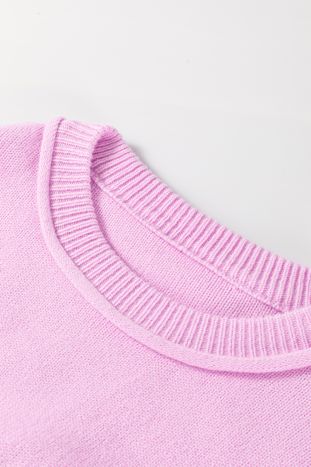 Pink Raw Edge Ribbed Detail Drop Shoulder Sweater - loveforevers