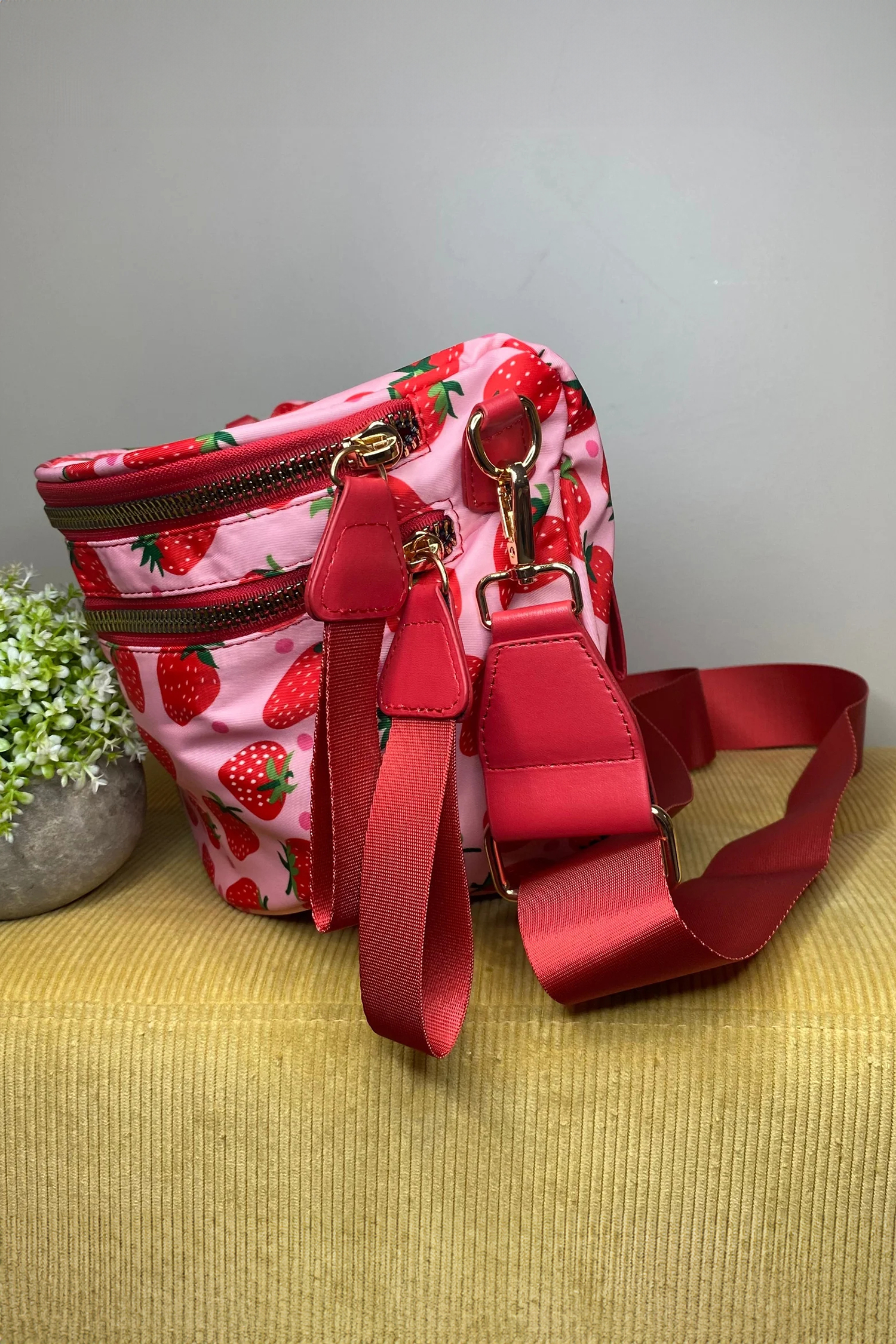 White Pretty Checkerboard Canvas Double Zip Crossbody Bag - loveforevers