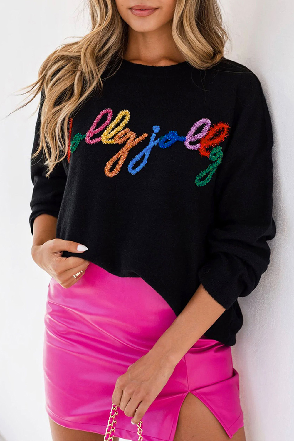 White Merry & Bright Round Neck Casual Sweater - loveforevers