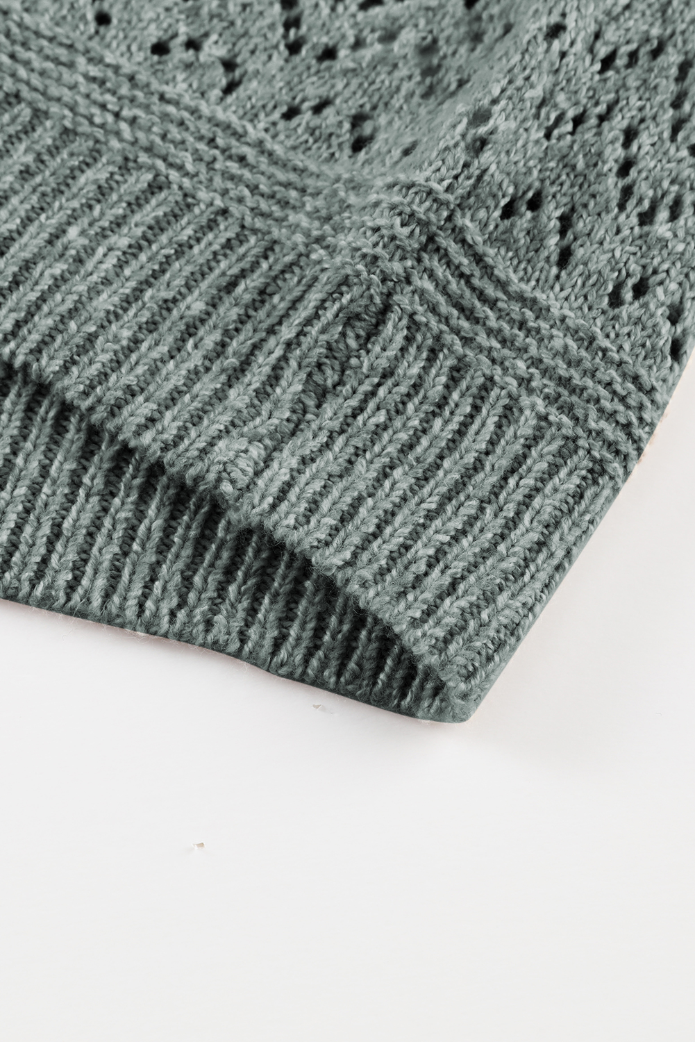 Sky Blue Eyelet Pattern Detail V Neck Drop Shoulder Sweater - loveforevers
