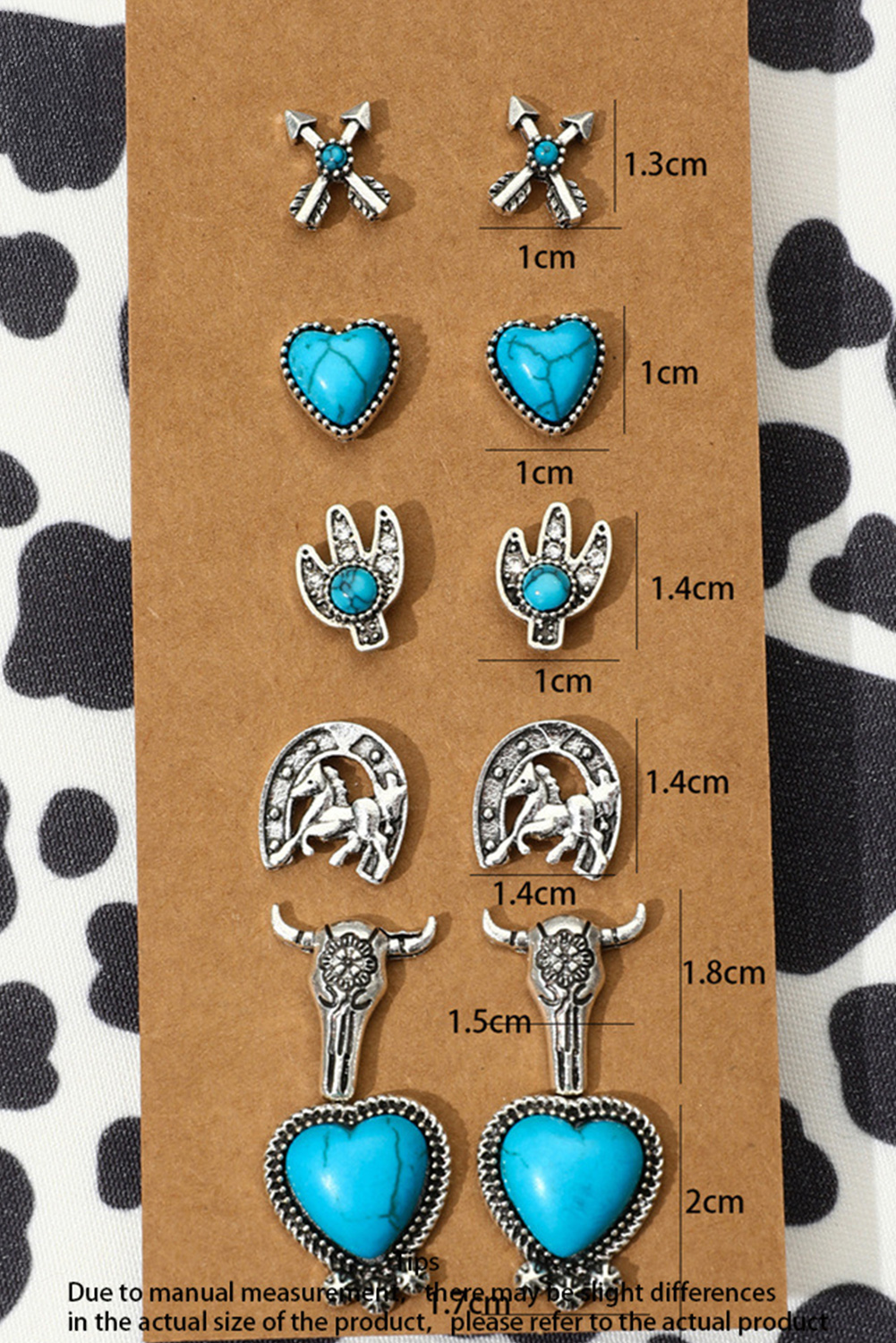 Silvery 6 Pairs Western Turquoise Alloy Stud Earrings - loveforevers